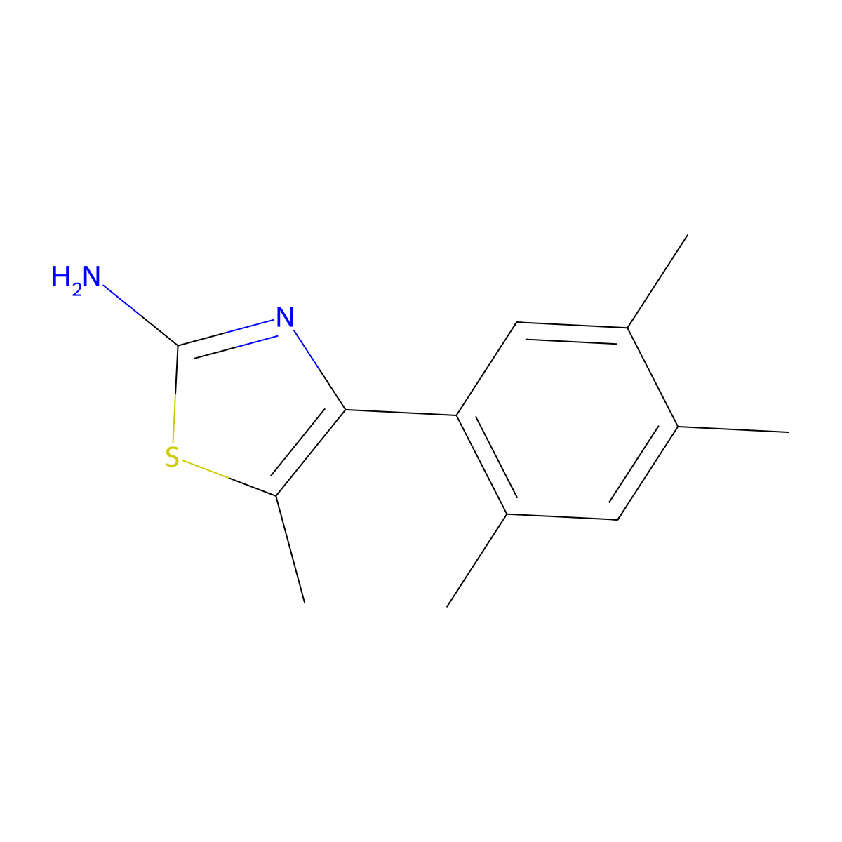 5-Methyl-4-(2,4,5-trimethylphenyl)-1,3-thiazol-2-amine molecular structure, CAS 743444-80-6
