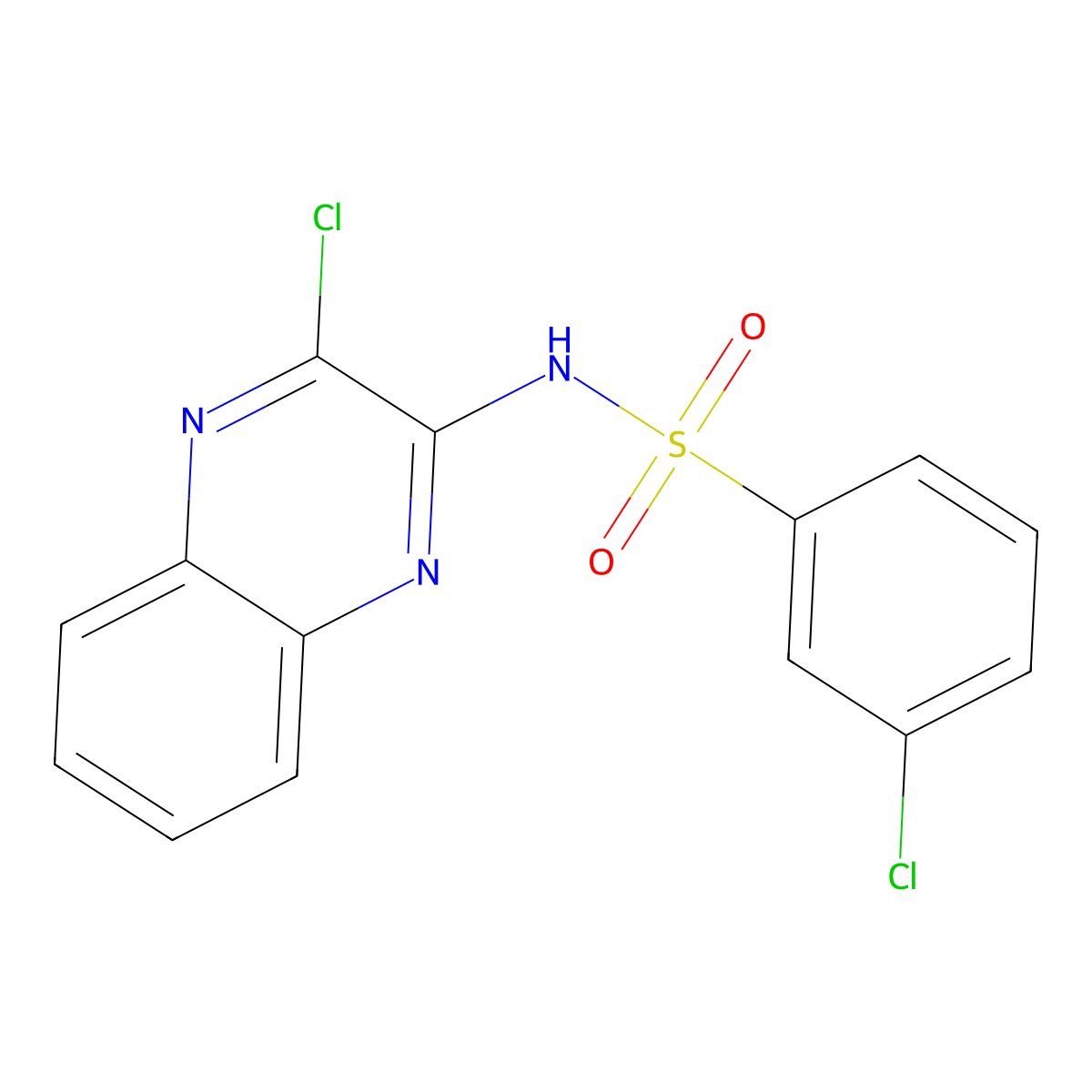 3-chloro-N-(3-chloroquinoxalin-2-yl)benzenesulfonamide molecular structure, CAS 743444-94-2