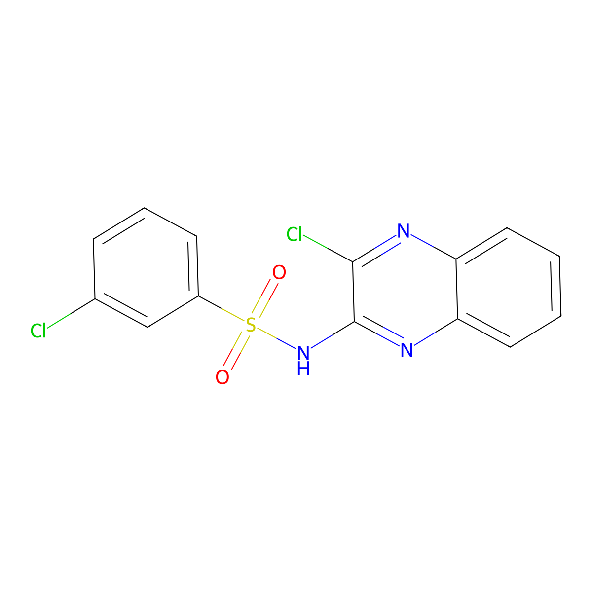 3-chloro-N-(3-chloroquinoxalin-2-yl)benzenesulfonamide molecular structure, CAS 743444-94-2