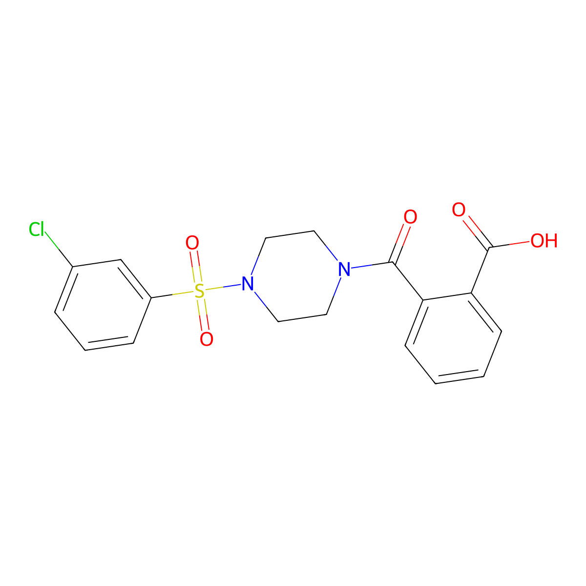 2-[4-(3-Chlorobenzenesulfonyl)piperazine-1-carbonyl]benzoic acid molecular structure, CAS 743445-14-9