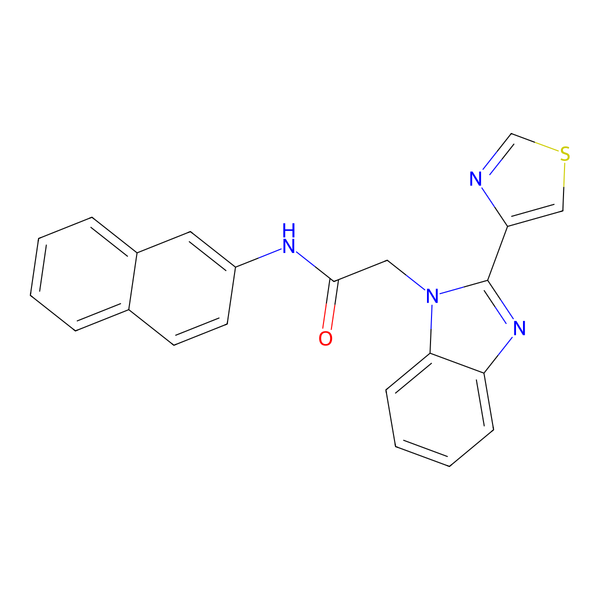 N-(2-naphthyl)-2-(2-thiazol-4-ylbenzimidazol-1-yl)acetamide molecular structure, CAS 743445-57-0