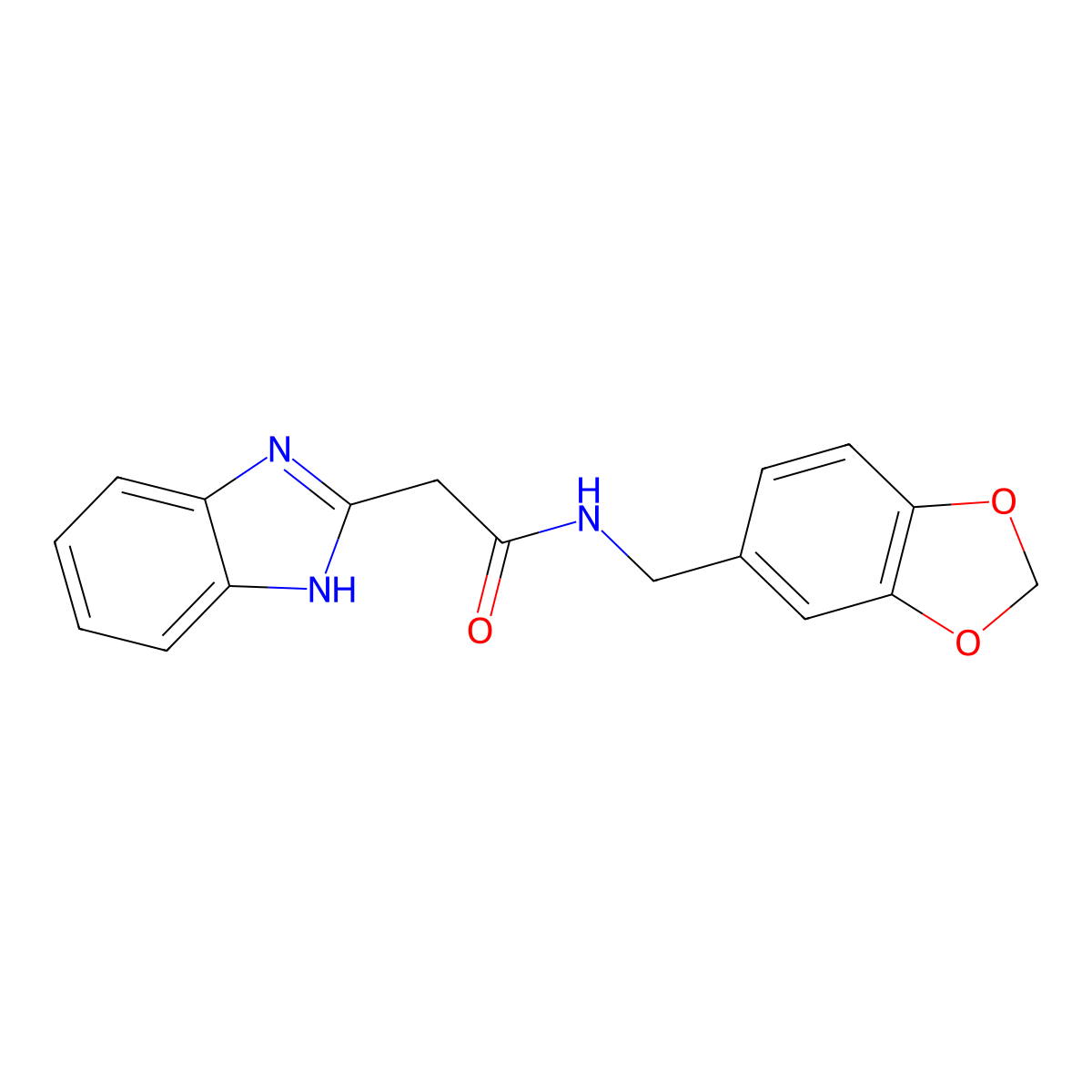 2-(1H-benzimidazol-2-yl)-N-(1,3-benzodioxol-5-ylmethyl)acetamide molecular structure, CAS 743451-13-0