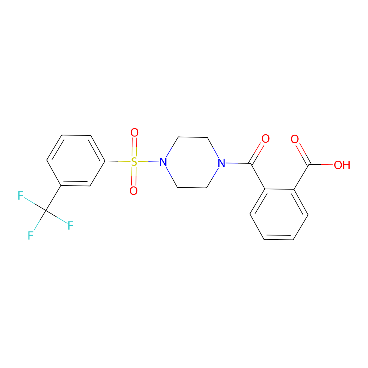 2-{4-[3-(Trifluoromethyl)benzenesulfonyl]piperazine-1-carbonyl}benzoic acid molecular structure, CAS 743451-21-0