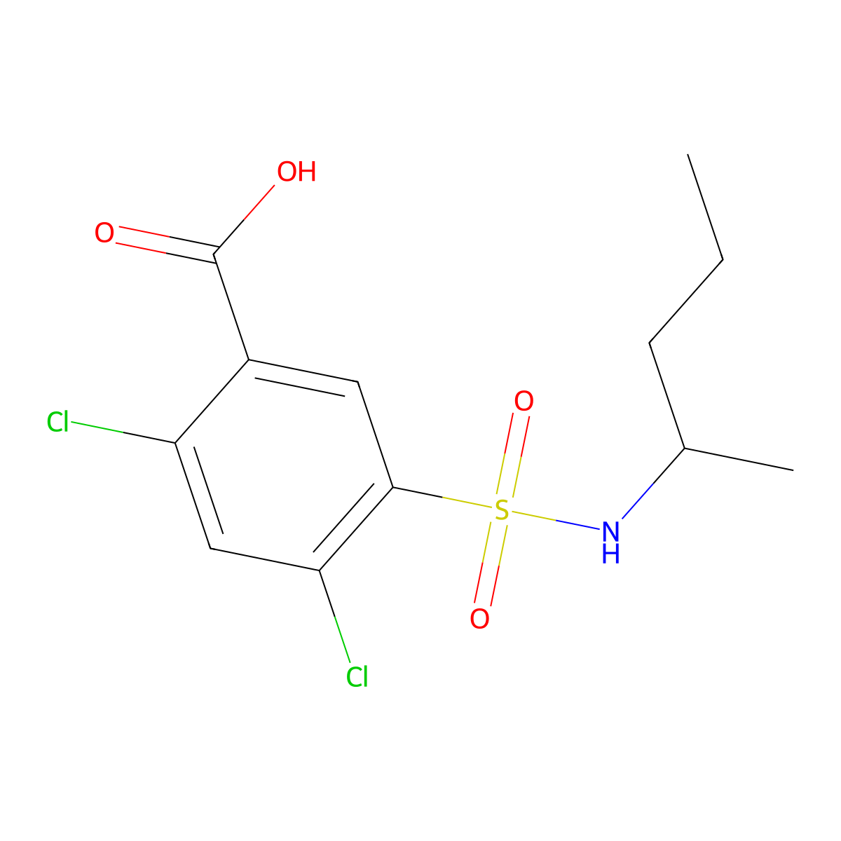 2,4-Dichloro-5-[(pentan-2-yl)sulfamoyl]benzoic acid molecular structure, CAS 743451-65-2