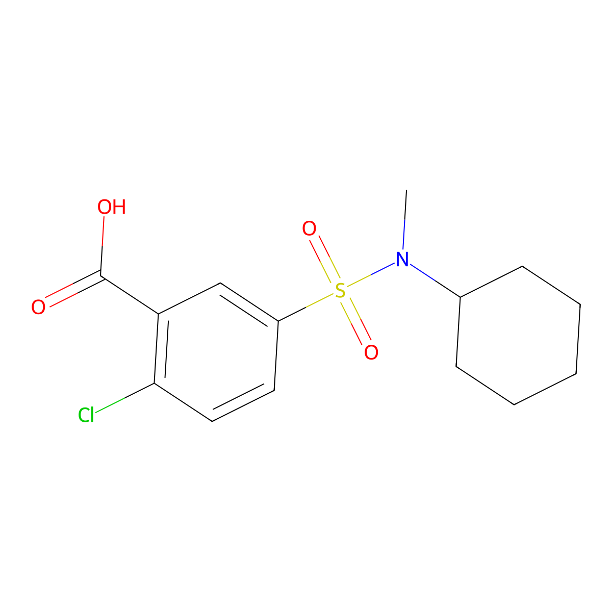 2-Chloro-5-[cyclohexyl(methyl)sulfamoyl]benzoic acid molecular structure, CAS 743451-72-1