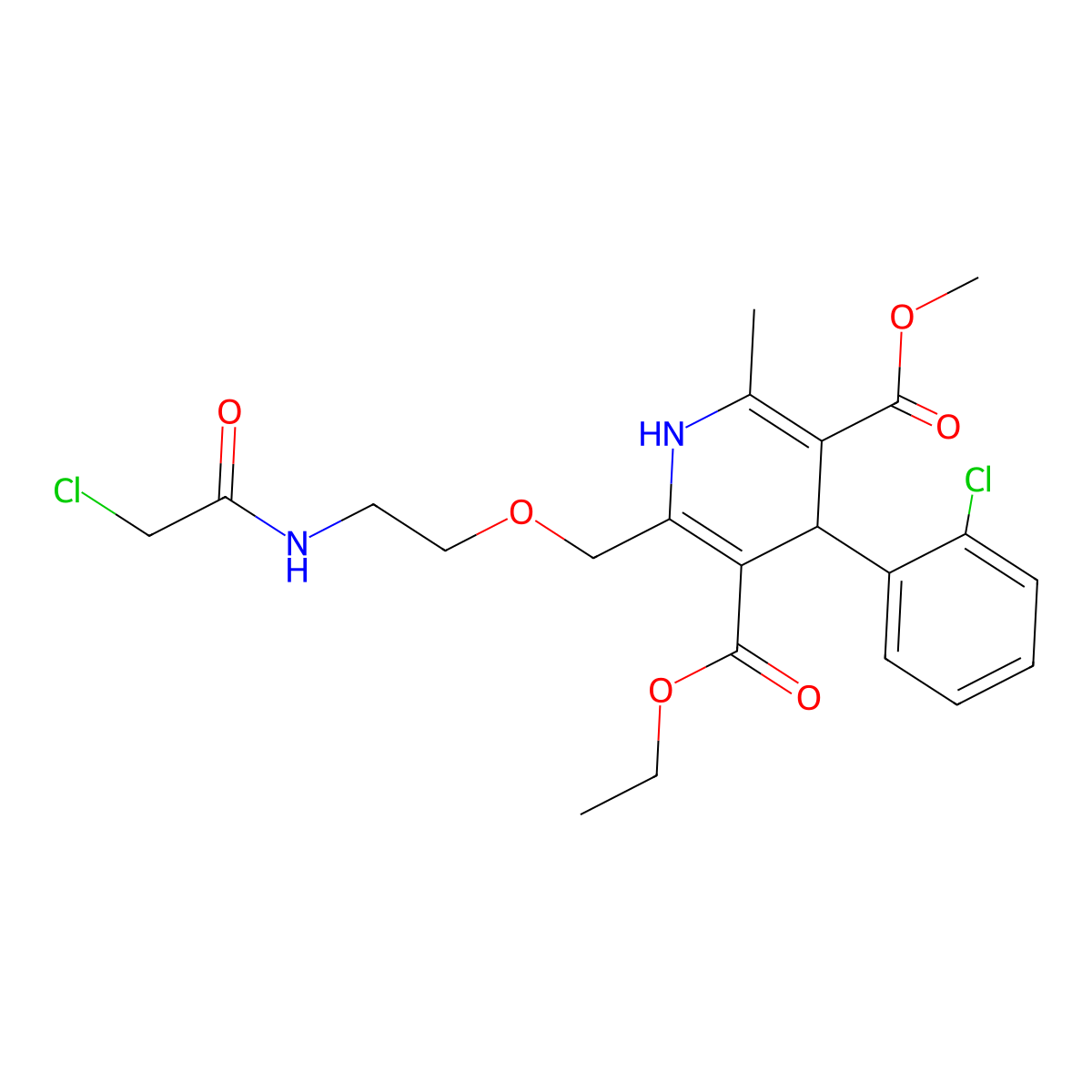 3-Ethyl 5-methyl 2-((2-(2-chloroacetamido)ethoxy)methyl)-4-(2-chlorophenyl)-6-methyl-1,4-dihydropyridine-3,5-dicarboxylate molecular structure, CAS 743452-10-0