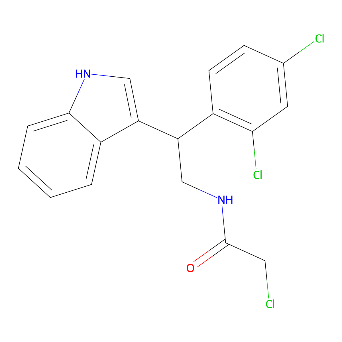 2-chloro-N-[2-(2,4-dichlorophenyl)-2-(1H-indol-3-yl)ethyl]acetamide molecular structure, CAS 743452-12-2