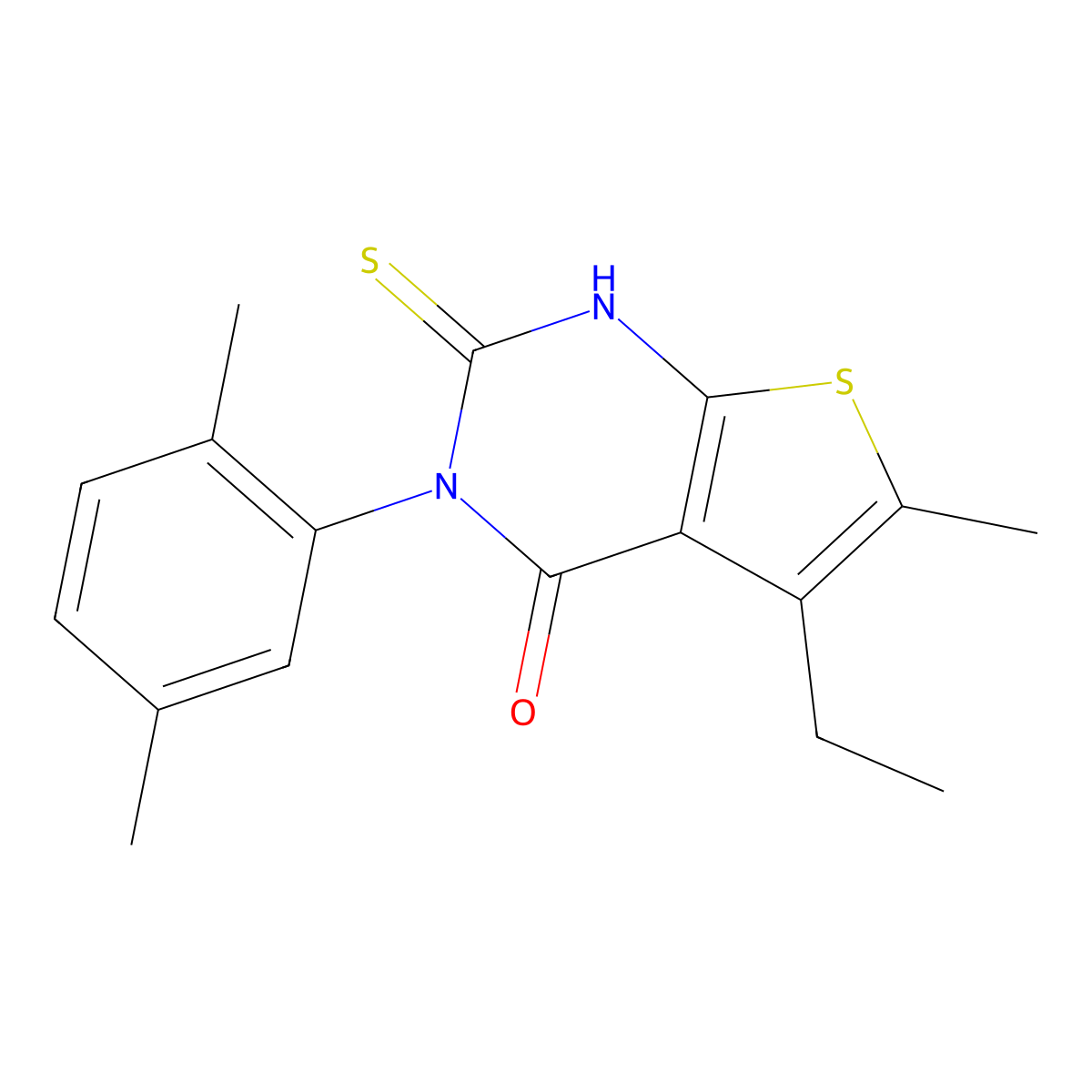 3-(2,5-dimethylphenyl)-5-ethyl-6-methyl-2-sulfanyl-3H,4H-thieno[2,3-d]pyrimidin-4-one molecular structure, CAS 743452-24-6