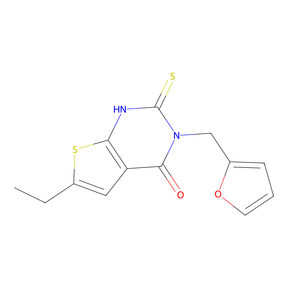 6-ethyl-3-[(furan-2-yl)methyl]-2-sulfanyl-3H,4H-thieno[2,3-d]pyrimidin-4-one molecular structure, CAS 743452-29-1