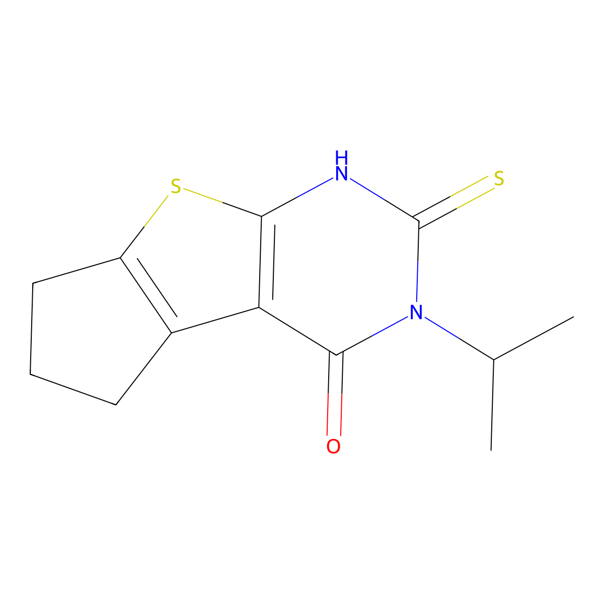 3-isopropyl-2-mercapto-3,5,6,7-tetrahydro-4H-cyclopenta[4,5]thieno[2,3-d]pyrimidin-4-one molecular structure, CAS 743452-30-4