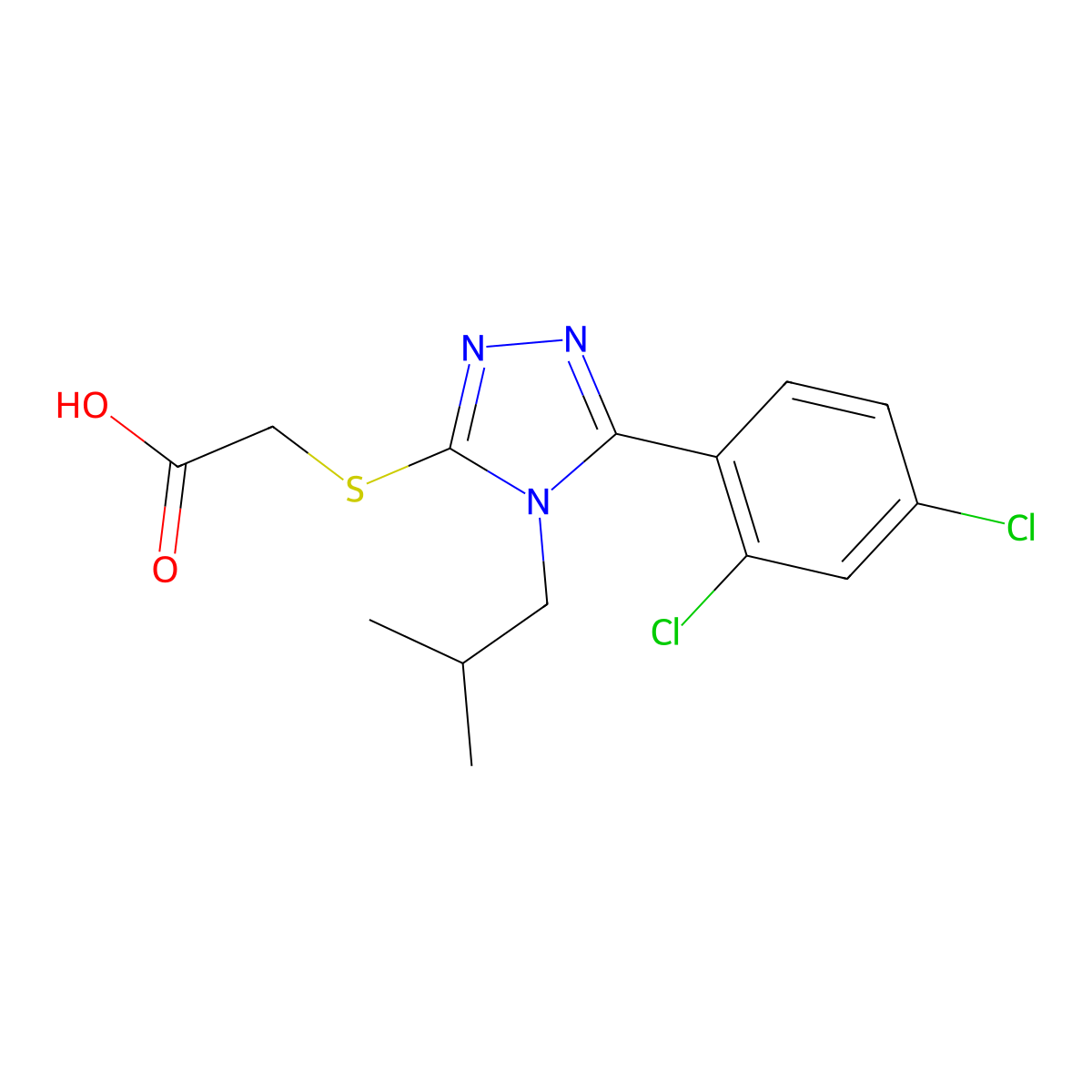 2-{[5-(2,4-dichlorophenyl)-4-(2-methylpropyl)-4H-1,2,4-triazol-3-yl]sulfanyl}acetic acid molecular structure, CAS 743452-32-6