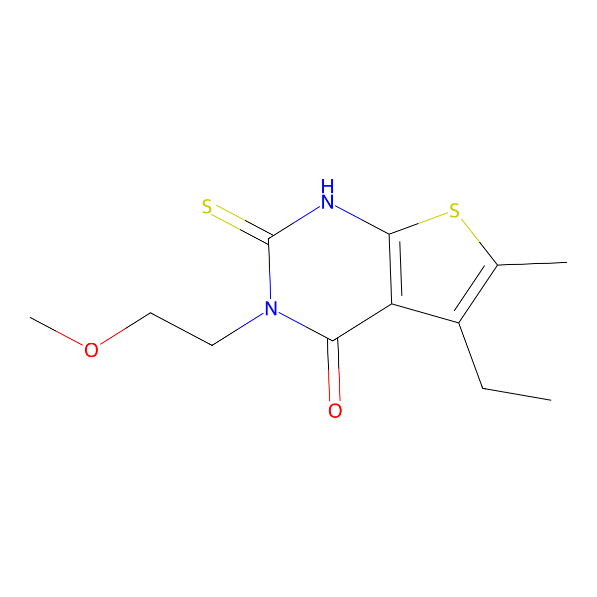 5-ethyl-3-(2-methoxyethyl)-6-methyl-2-sulfanyl-3H,4H-thieno[2,3-d]pyrimidin-4-one molecular structure, CAS 743452-33-7