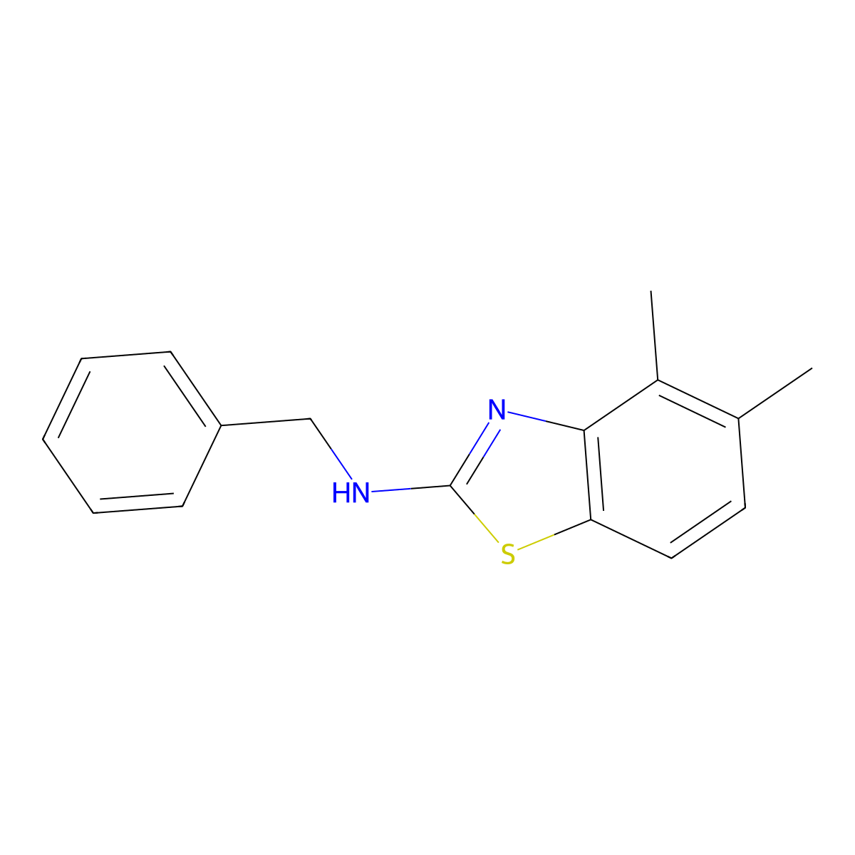 N-benzyl-4,5-dimethyl-1,3-benzothiazol-2-amine molecular structure, CAS 743452-37-1