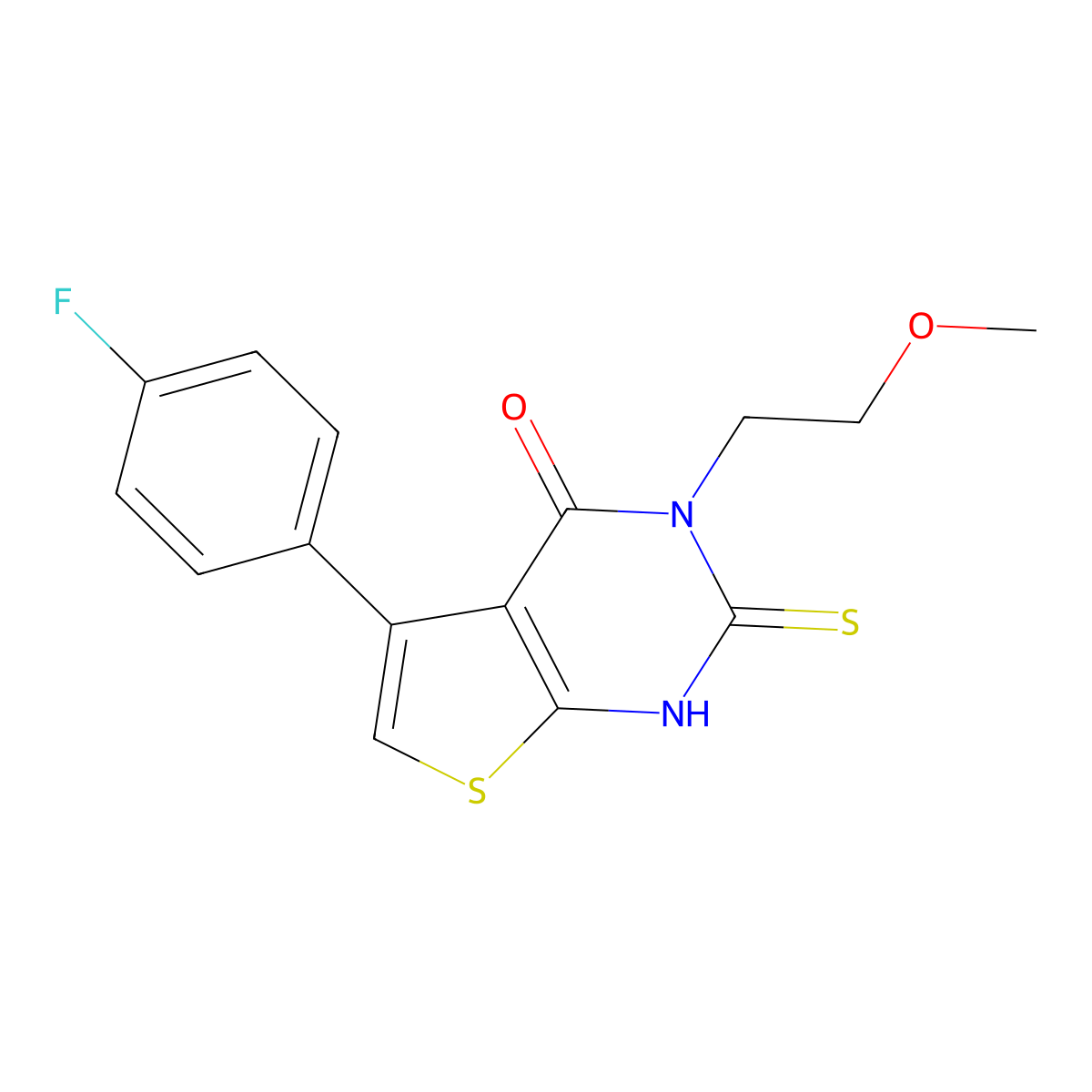 5-(4-fluorophenyl)-2-mercapto-3-(2-methoxyethyl)thieno[2,3-d]pyrimidin-4(3H)-one molecular structure, CAS 743452-38-2