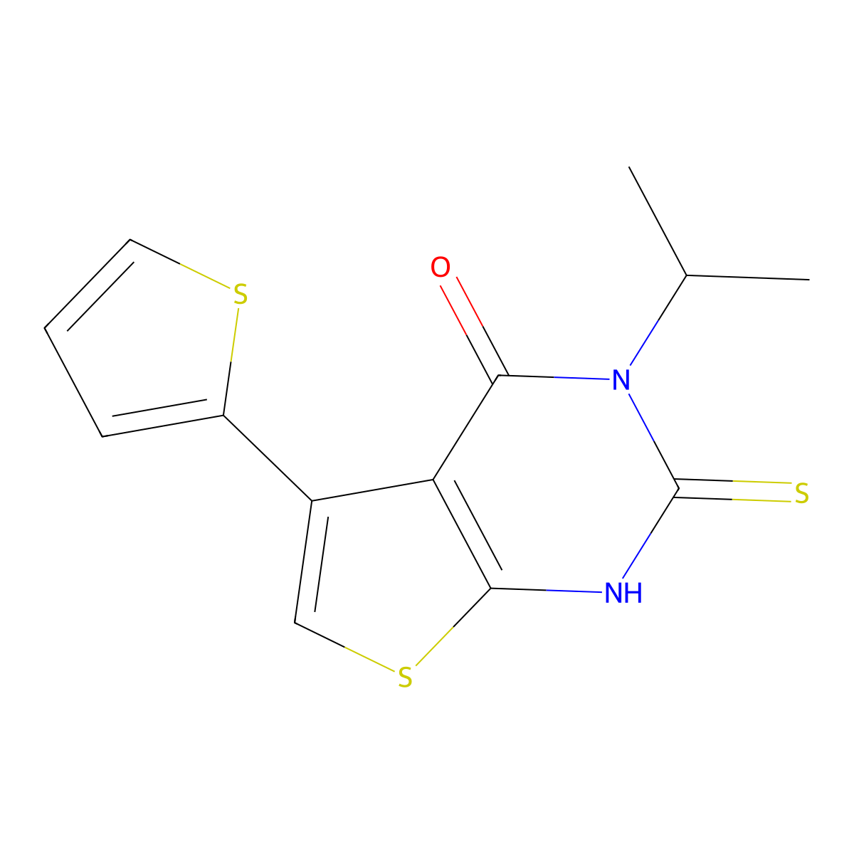 3-(propan-2-yl)-2-sulfanyl-5-(thiophen-2-yl)-3H,4H-thieno[2,3-d]pyrimidin-4-one molecular structure, CAS 743452-39-3