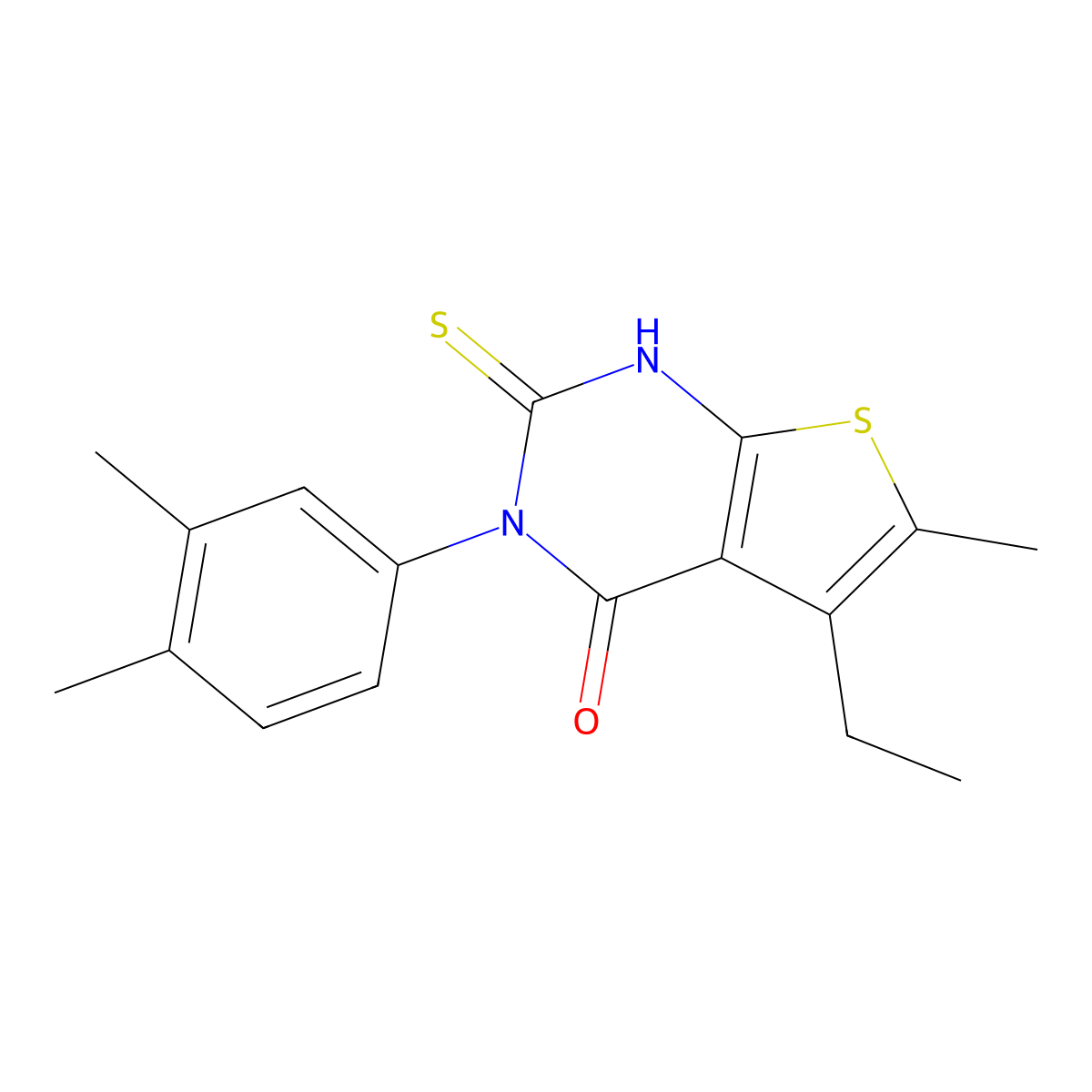 3-(3,4-dimethylphenyl)-5-ethyl-6-methyl-2-sulfanyl-3H,4H-thieno[2,3-d]pyrimidin-4-one molecular structure, CAS 743452-41-7