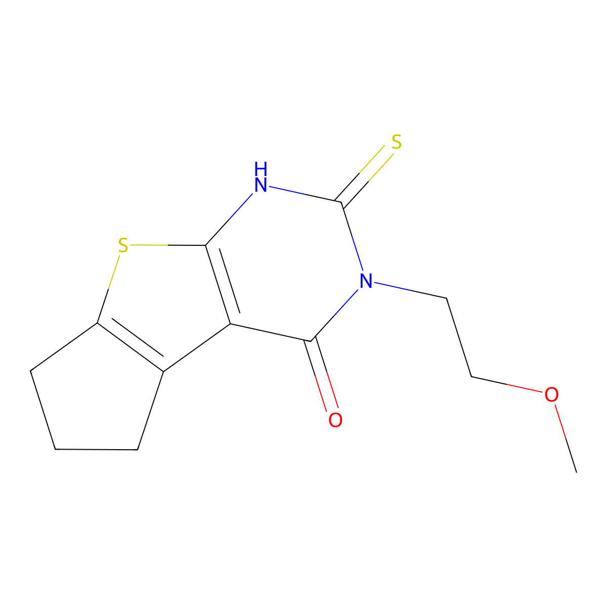 11-(2-Methoxyethyl)-10-sulfanyl-7-thia-9,11-diazatricyclo[6.4.0.0,2,6]dodeca-1(8),2(6),9-trien-12-one molecular structure, CAS 743452-42-8