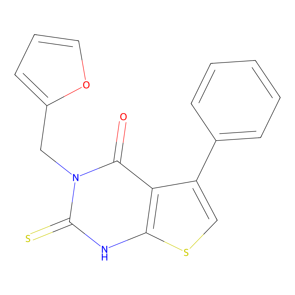 3-(furan-2-ylmethyl)-5-phenyl-2-sulfanyl-3H,4H-thieno[2,3-d]pyrimidin-4-one molecular structure, CAS 743452-46-2