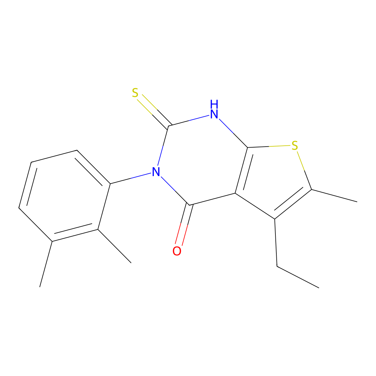 3-(2,3-dimethylphenyl)-5-ethyl-6-methyl-2-sulfanyl-3H,4H-thieno[2,3-d]pyrimidin-4-one molecular structure, CAS 743452-50-8
