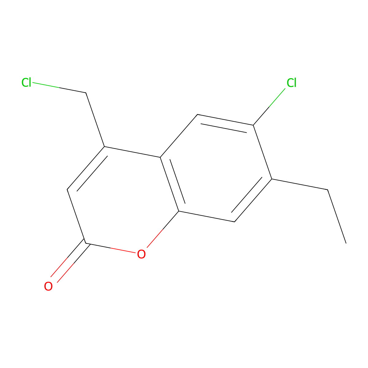 6-chloro-4-(chloromethyl)-7-ethyl-2H-chromen-2-one molecular structure, CAS 743452-53-1