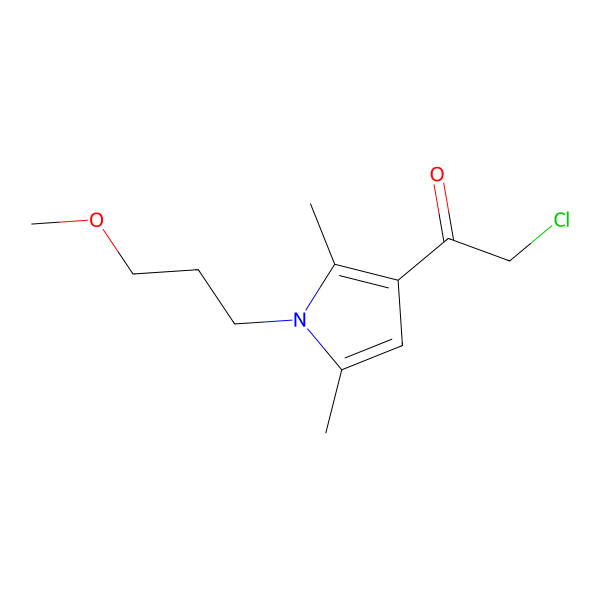 2-chloro-1-(1-(3-methoxypropyl)-2,5-dimethyl-1H-pyrrol-3-yl)ethan-1-one molecular structure, CAS 743453-21-6