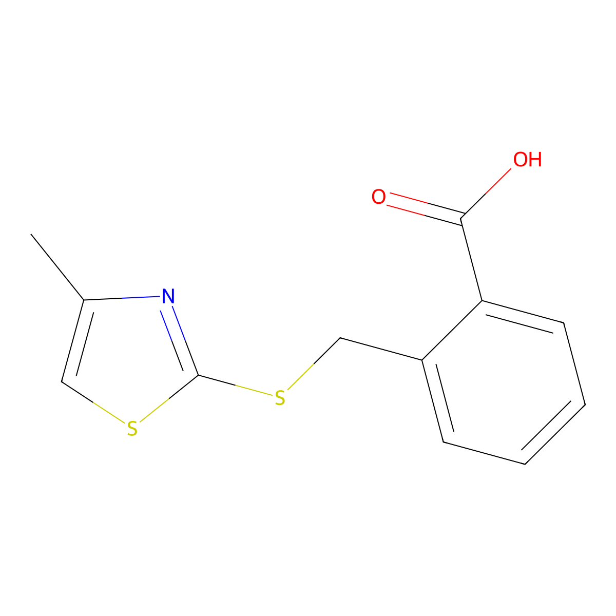 2-{[(4-Methyl-1,3-thiazol-2-yl)sulfanyl]methyl}benzoic acid molecular structure, CAS 743453-22-7