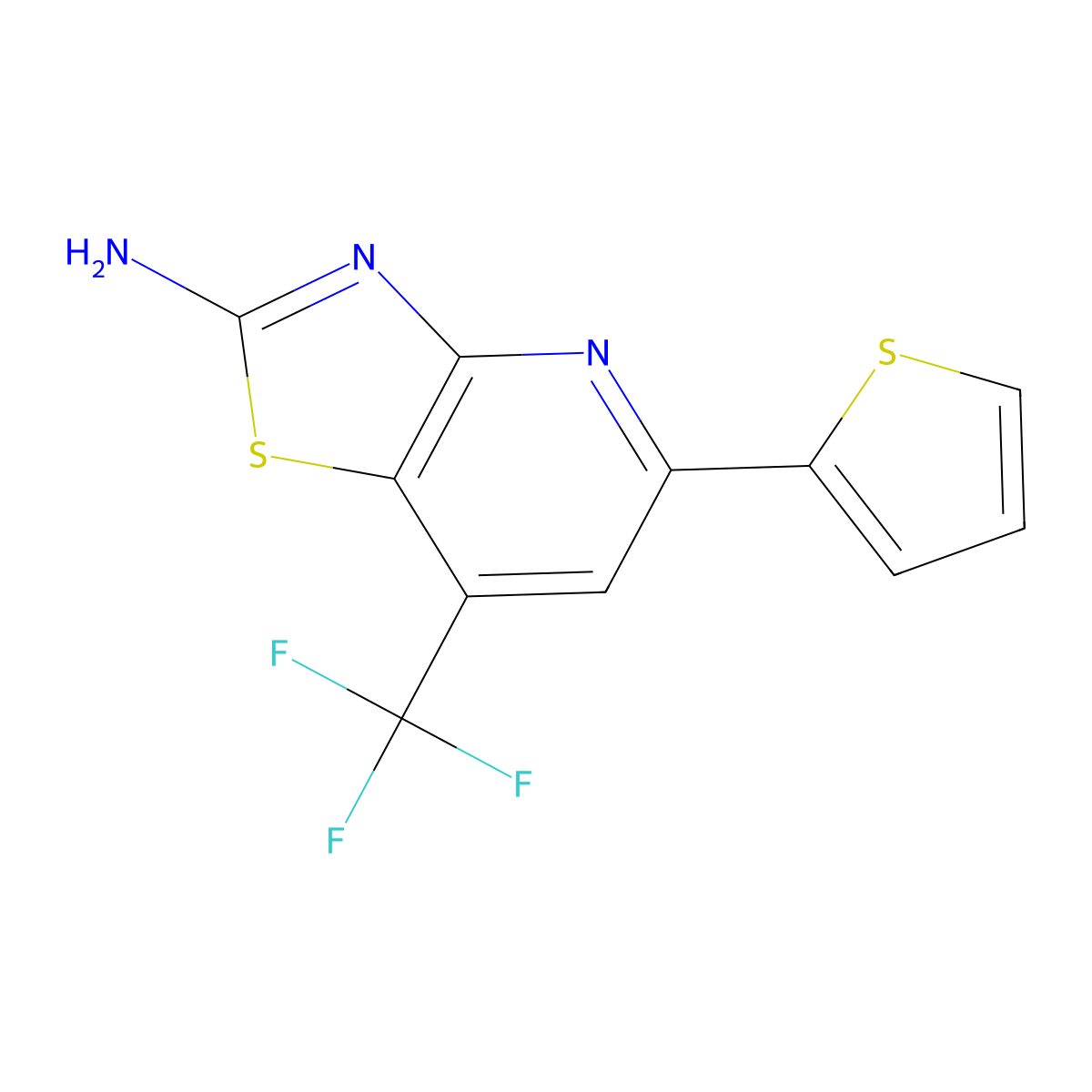 5-(Thiophen-2-yl)-7-(trifluoromethyl)-[1,3]thiazolo[4,5-b]pyridin-2-amine molecular structure, CAS 743453-27-2