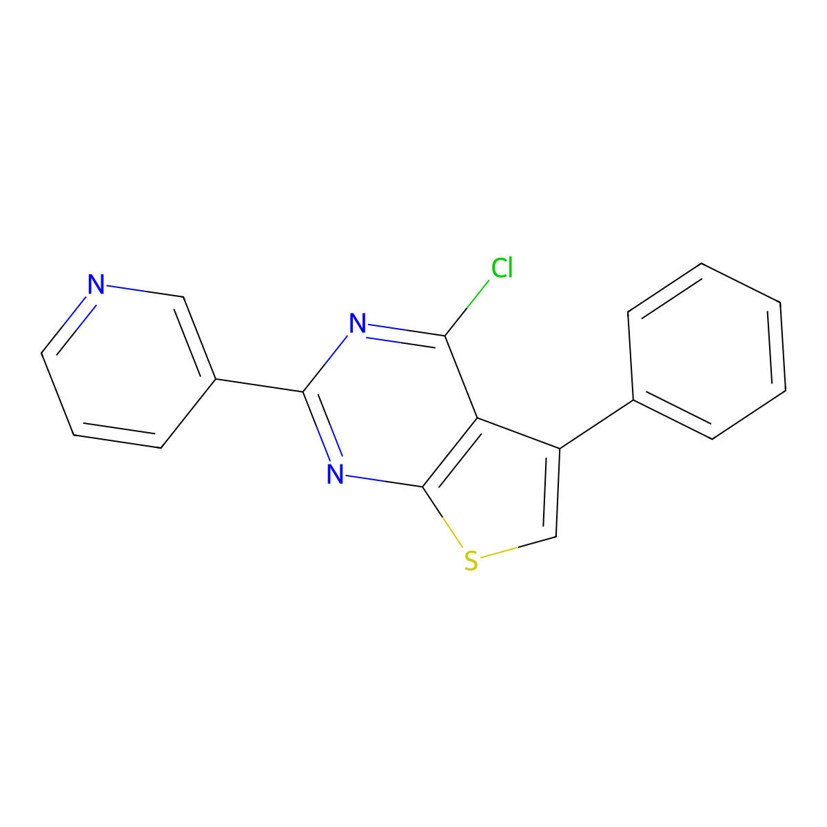 3-(4-Chloro-5-phenylthieno(2,3-d)pyrimidin-2-yl)pyridine molecular structure, CAS 743453-38-5