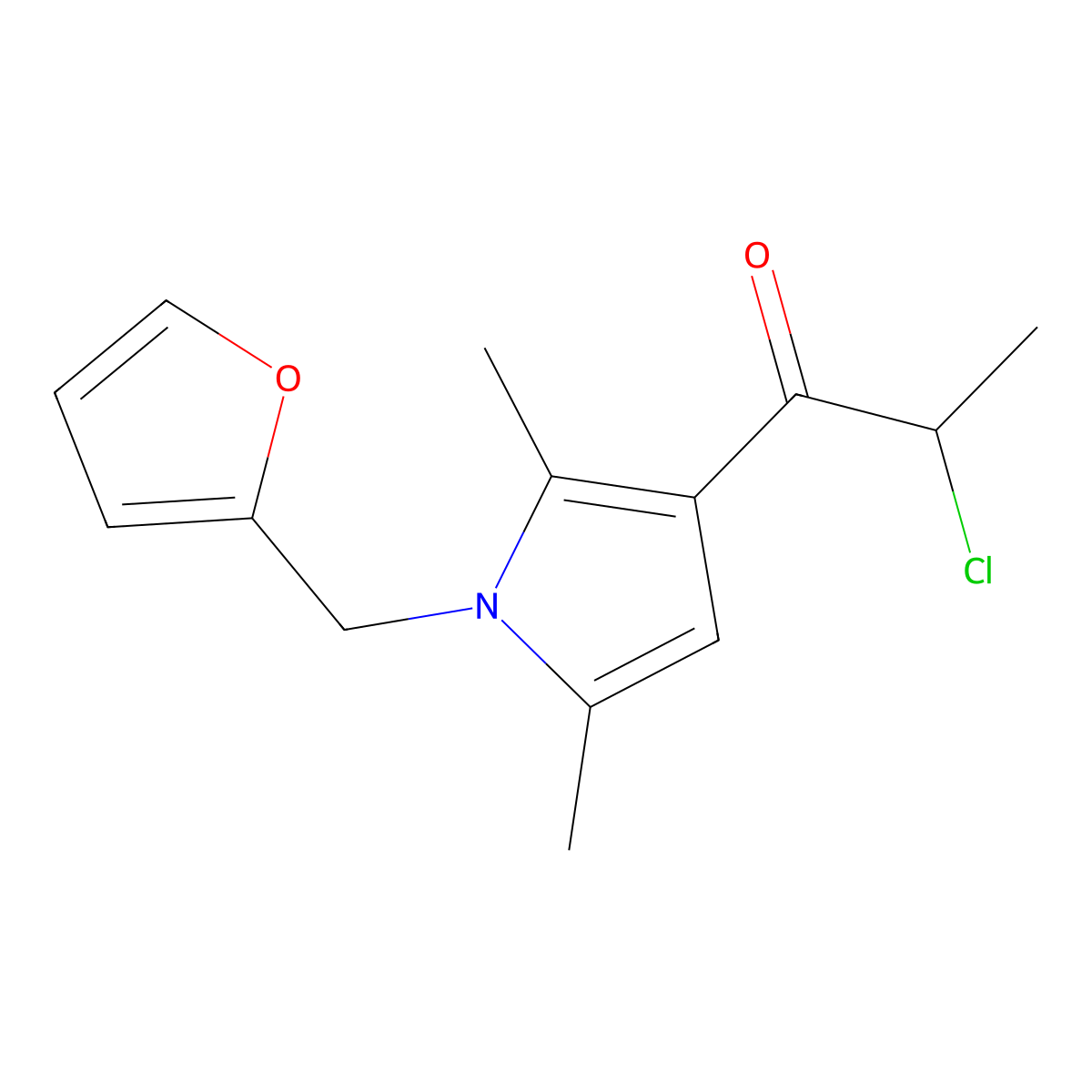2-chloro-1-[1-(furan-2-ylmethyl)-2,5-dimethyl-1H-pyrrol-3-yl]propan-1-one molecular structure, CAS 743453-39-6