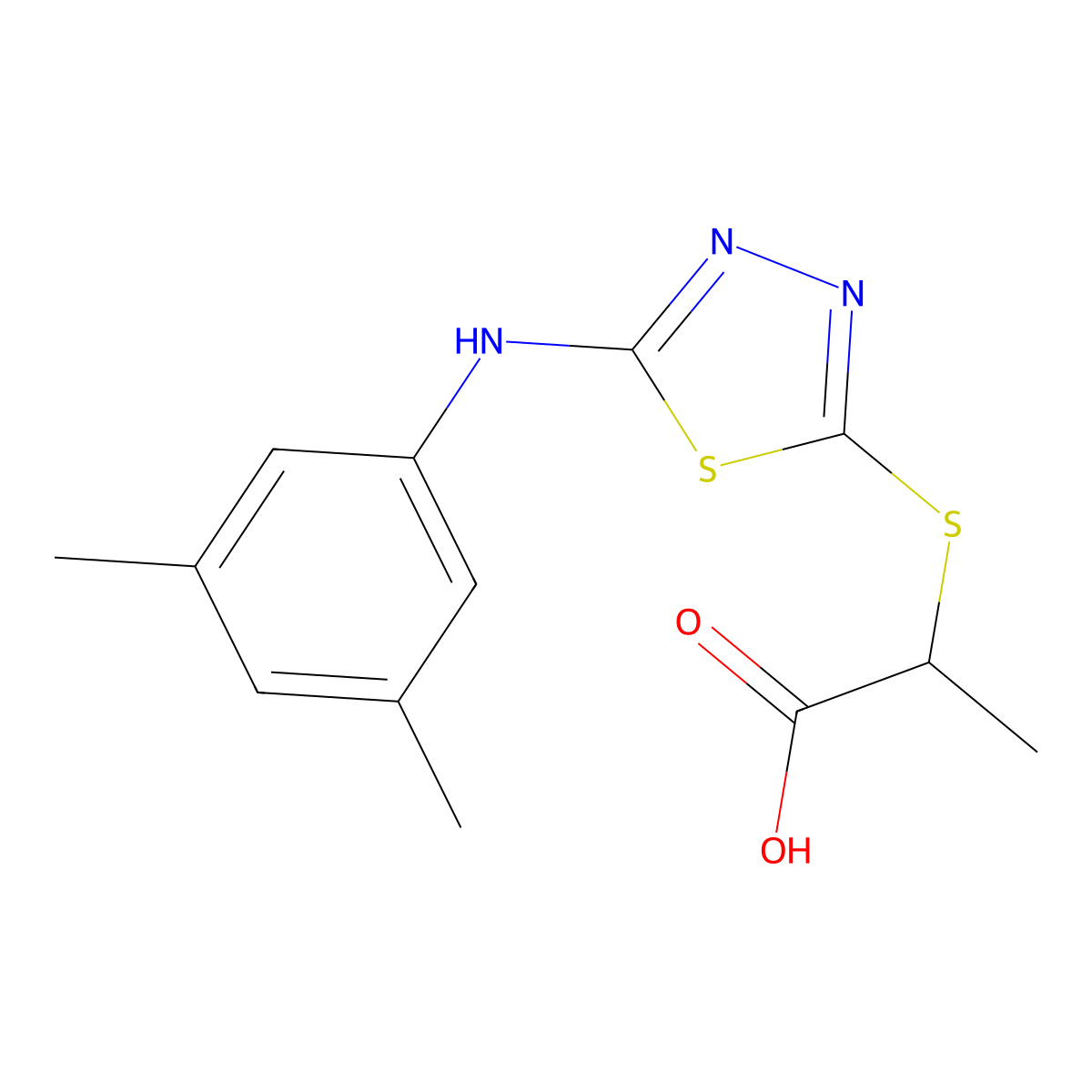 2-({5-[(3,5-Dimethylphenyl)amino]-1,3,4-thiadiazol-2-yl}sulfanyl)propanoic acid molecular structure, CAS 743457-06-9