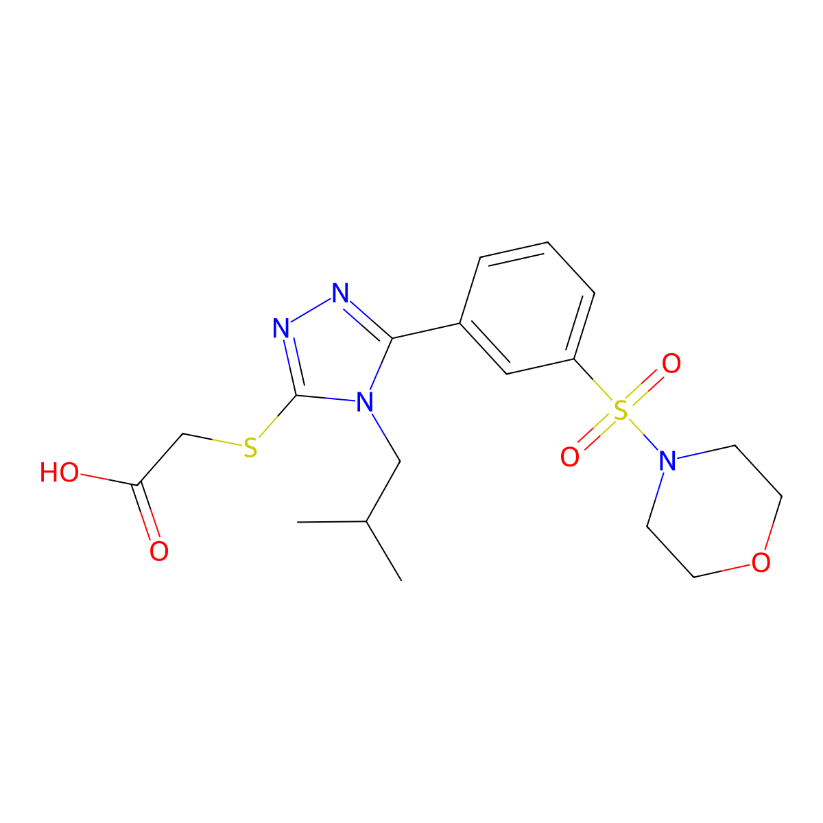 2-{[4-(2-methylpropyl)-5-[3-(morpholine-4-sulfonyl)phenyl]-4H-1,2,4-triazol-3-yl]sulfanyl}acetic acid molecular structure, CAS 743457-07-0