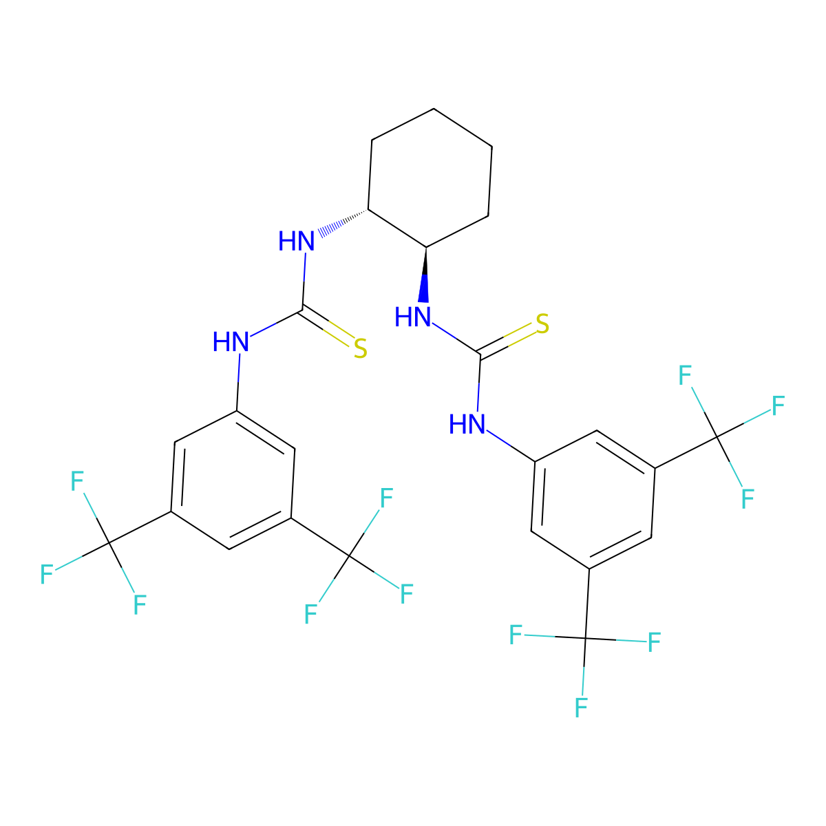 N,N'-(1R,2R)-1,2-Cyclohexanediylbis[N'-[3,5-bis(trifluoromethyl)phenyl]thiourea molecular structure, CAS 743458-79-9