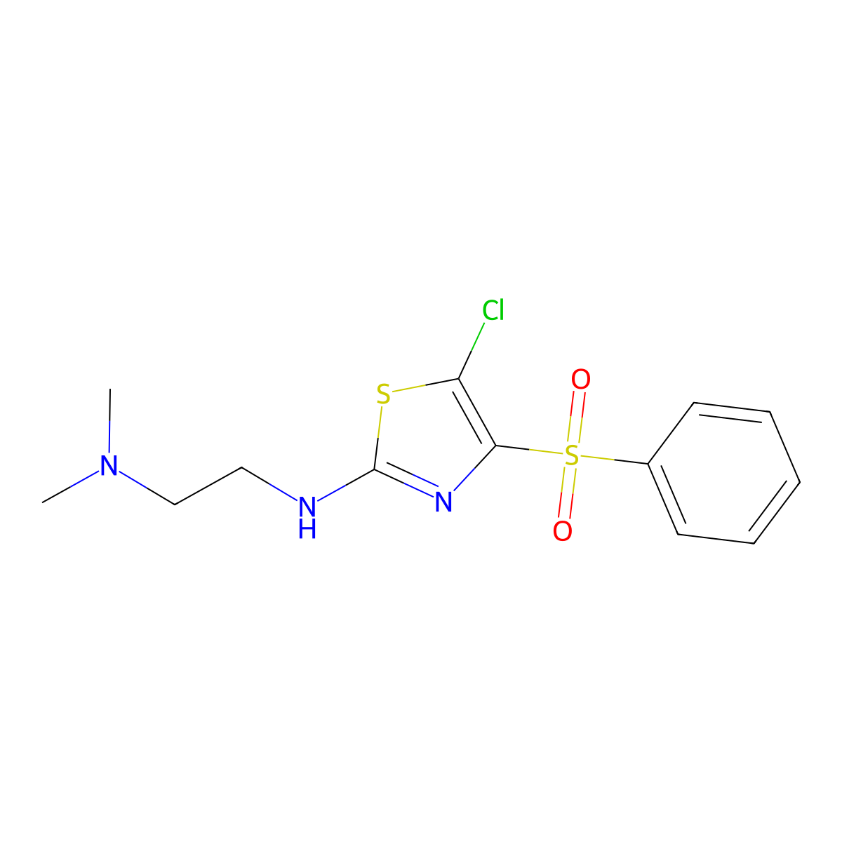 N1-(5-chloro-4-(phenylsulfonyl)thiazol-2-yl)-N2,N2-dimethylethane-1,2-diamine molecular structure, CAS 743473-80-5