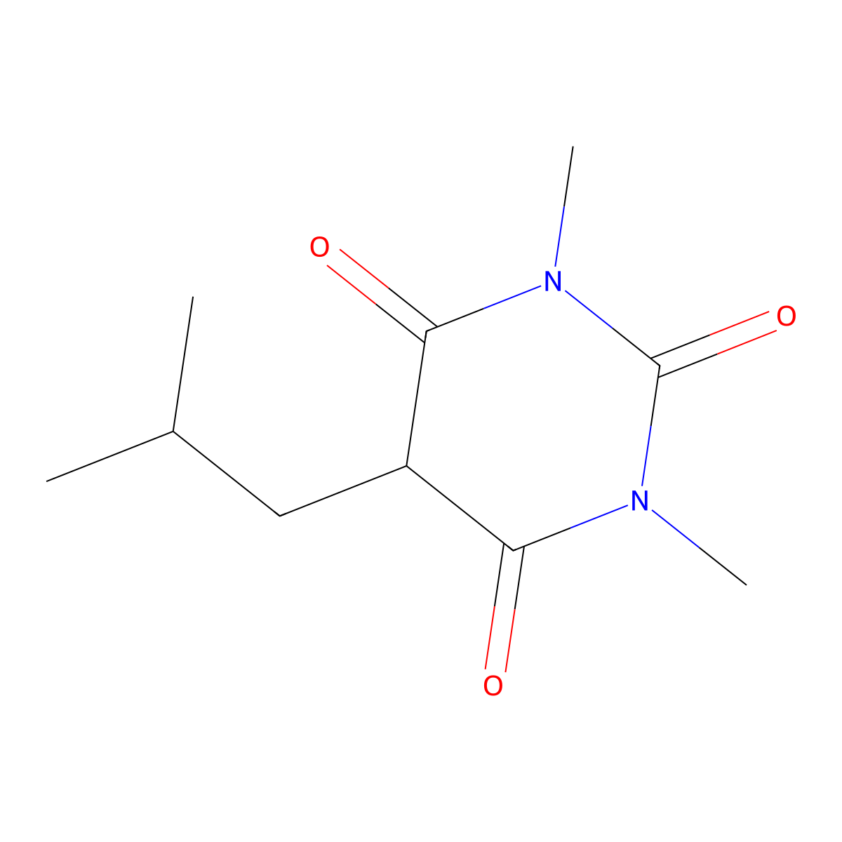 5-Isobutyl-1,3-dimethylbarbituric acid molecular structure, CAS 7435-61-2