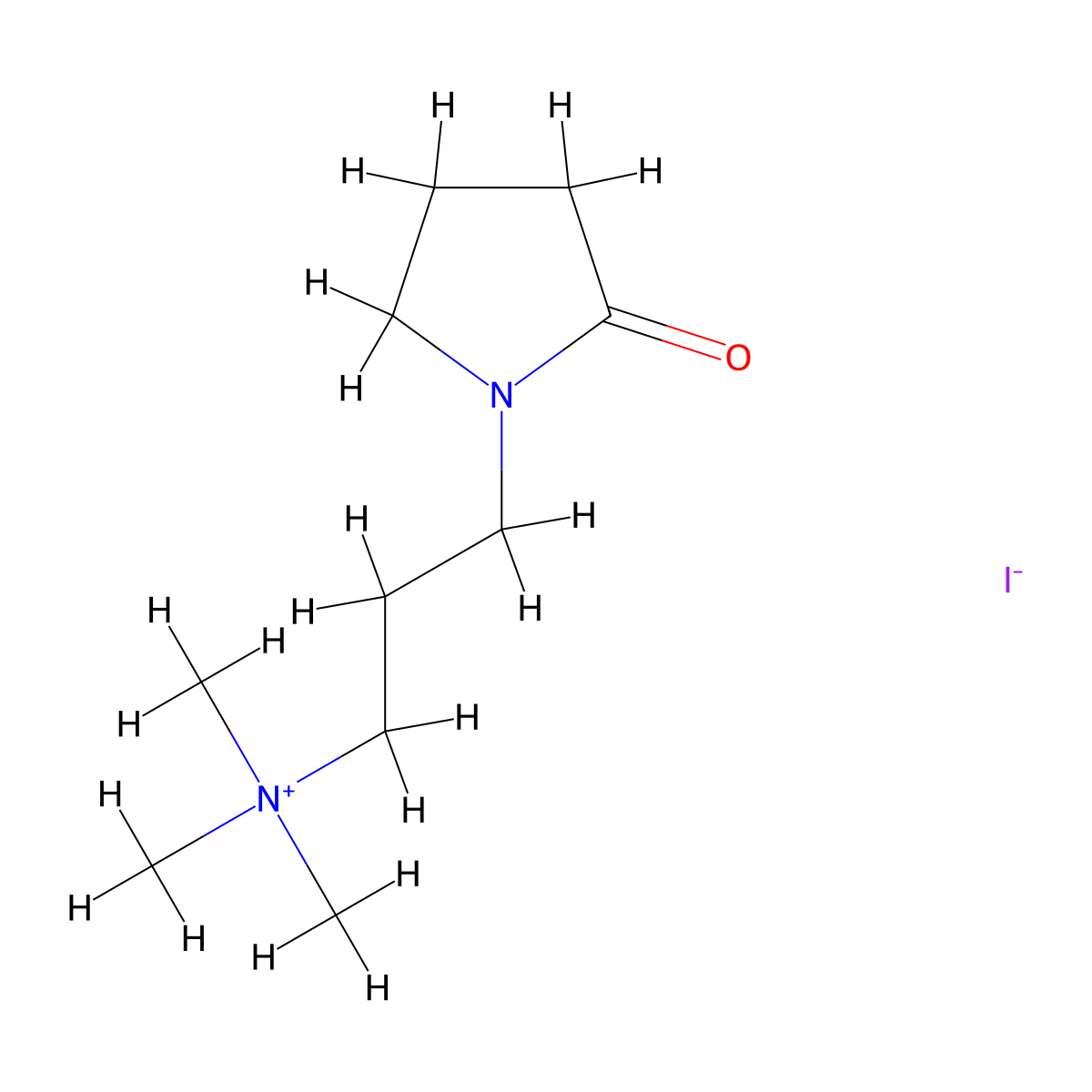 N,N,N-Trimethyl-3-(2-oxopyrrolidin-1-yl)propan-1-aminium iodide molecular structure, CAS 7435-93-0