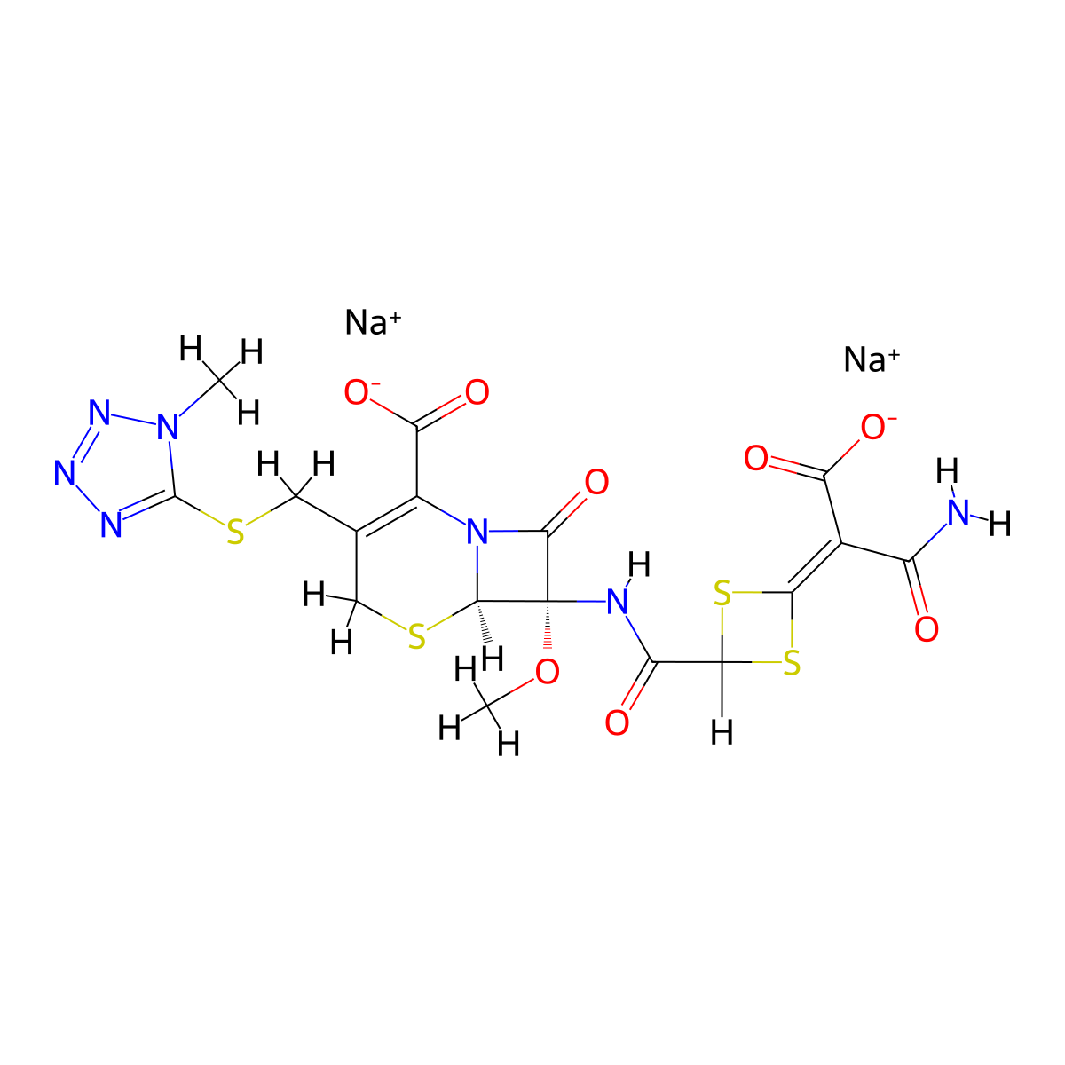 Cefotetan disodium molecular structure, CAS 74356-00-6