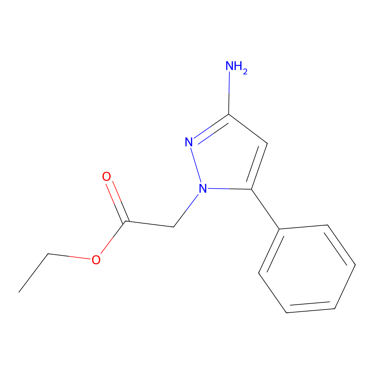 ethyl 2-(3-amino-5-phenyl-1H-pyrazol-1-yl)acetate molecular structure, CAS 74361-76-5