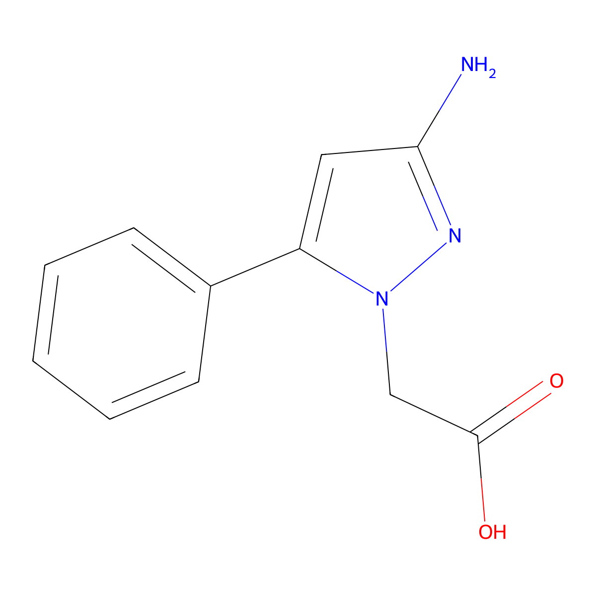 2-(3-amino-5-phenyl-1H-pyrazol-1-yl)acetic acid molecular structure, CAS 74361-78-7