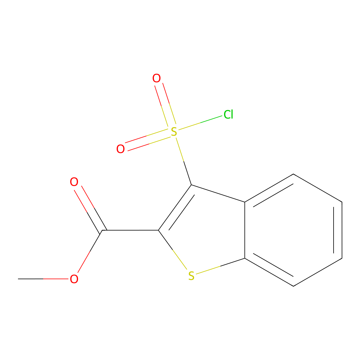 Methyl 3-(chlorosulfonyl)-1-benzothiophene-2-carboxylate molecular structure, CAS 74370-96-0