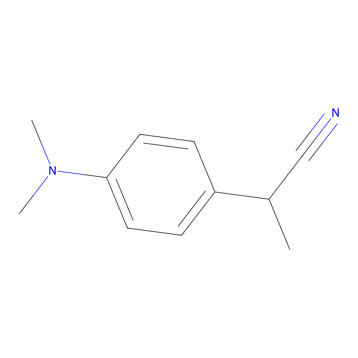 2-(4-(Dimethylamino)phenyl)propanenitrile molecular structure, CAS 74372-31-9