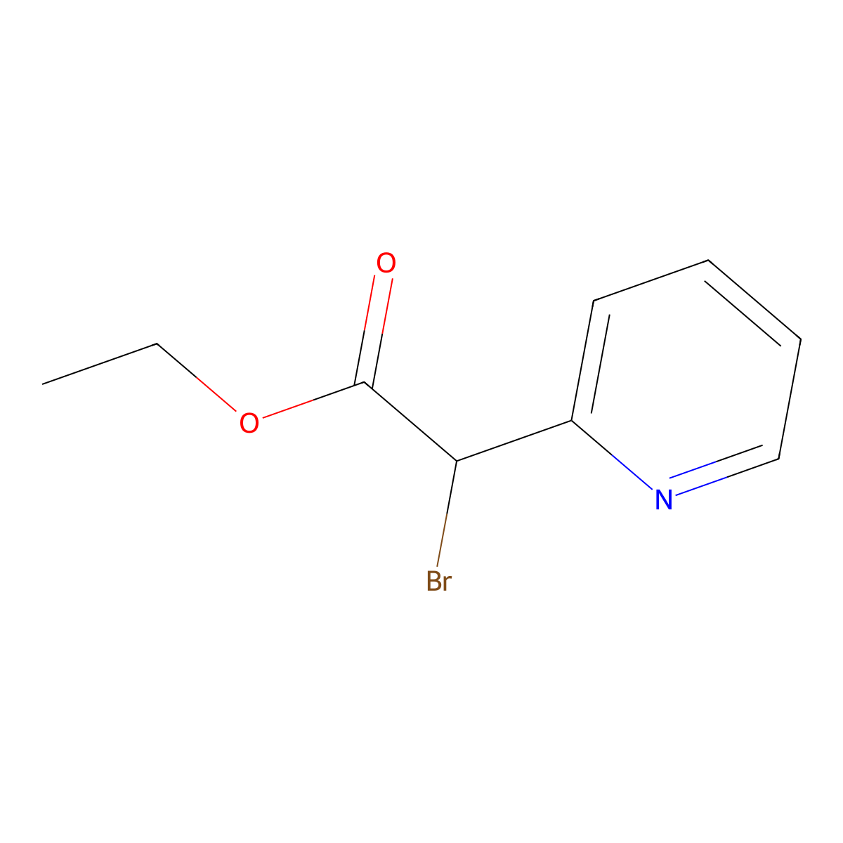 Ethyl bromo(pyridin-2-yl)acetate molecular structure, CAS 74376-32-2