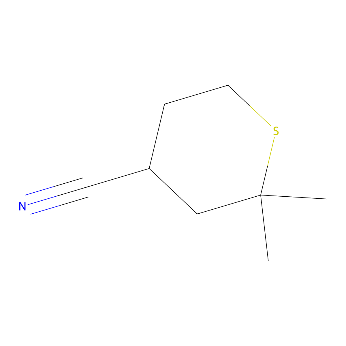 2,2-dimethyltetrahydro-2H-thiopyran-4-carbonitrile molecular structure, CAS 74376-76-4