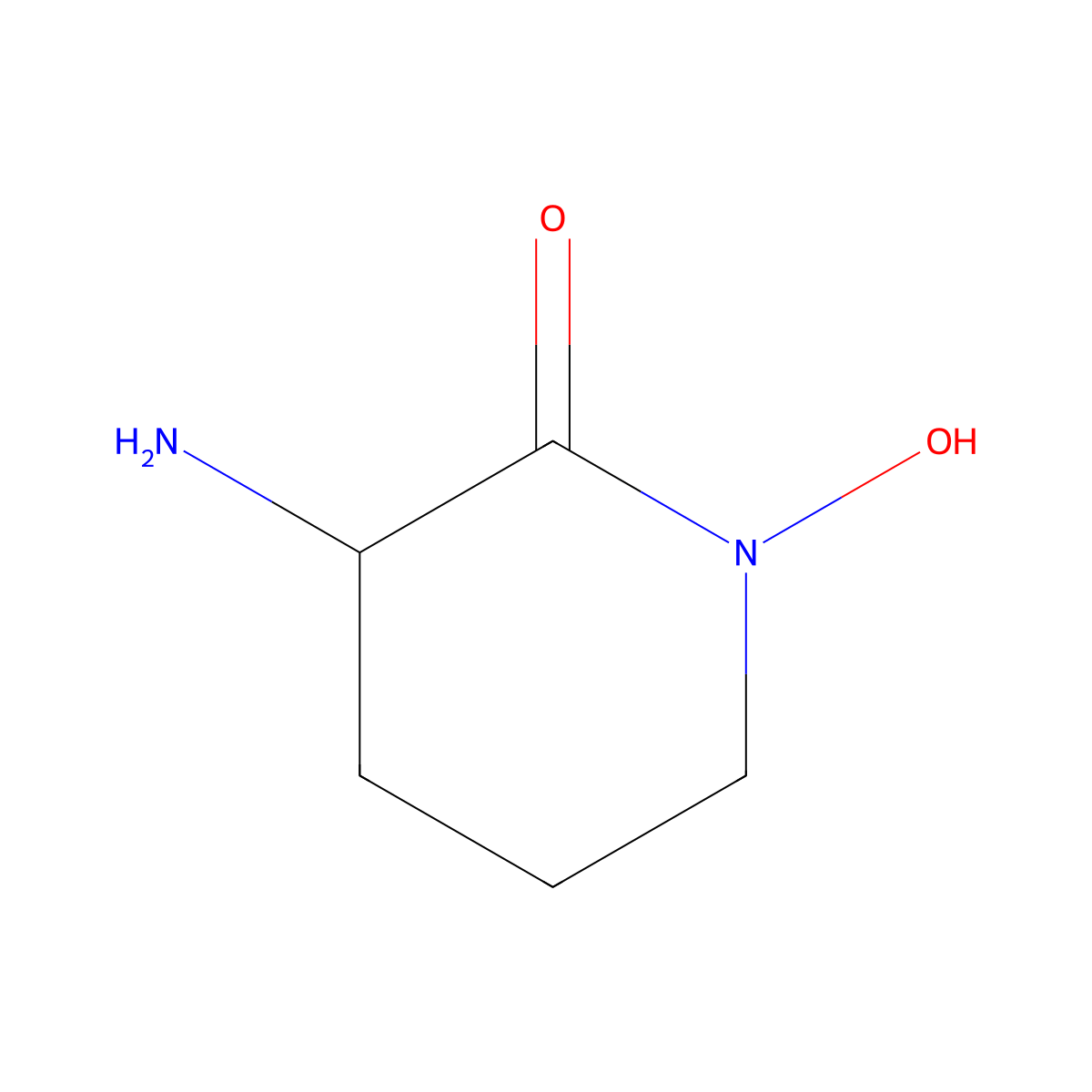 3-Amino-1-hydroxypiperidin-2-one molecular structure, CAS 7438-77-9