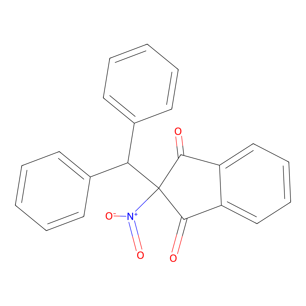 2-(Diphenylmethyl)-2-nitro-1H-indene-1,3(2H)-dione molecular structure, CAS 7438-81-5