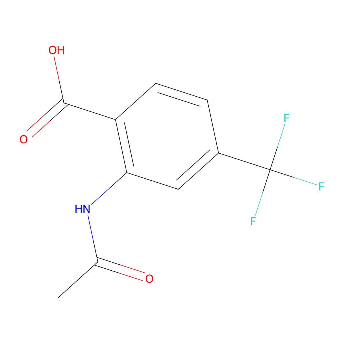 2-Acetamido-4-(trifluoromethyl)benzoic acid molecular structure, CAS 74380-69-1