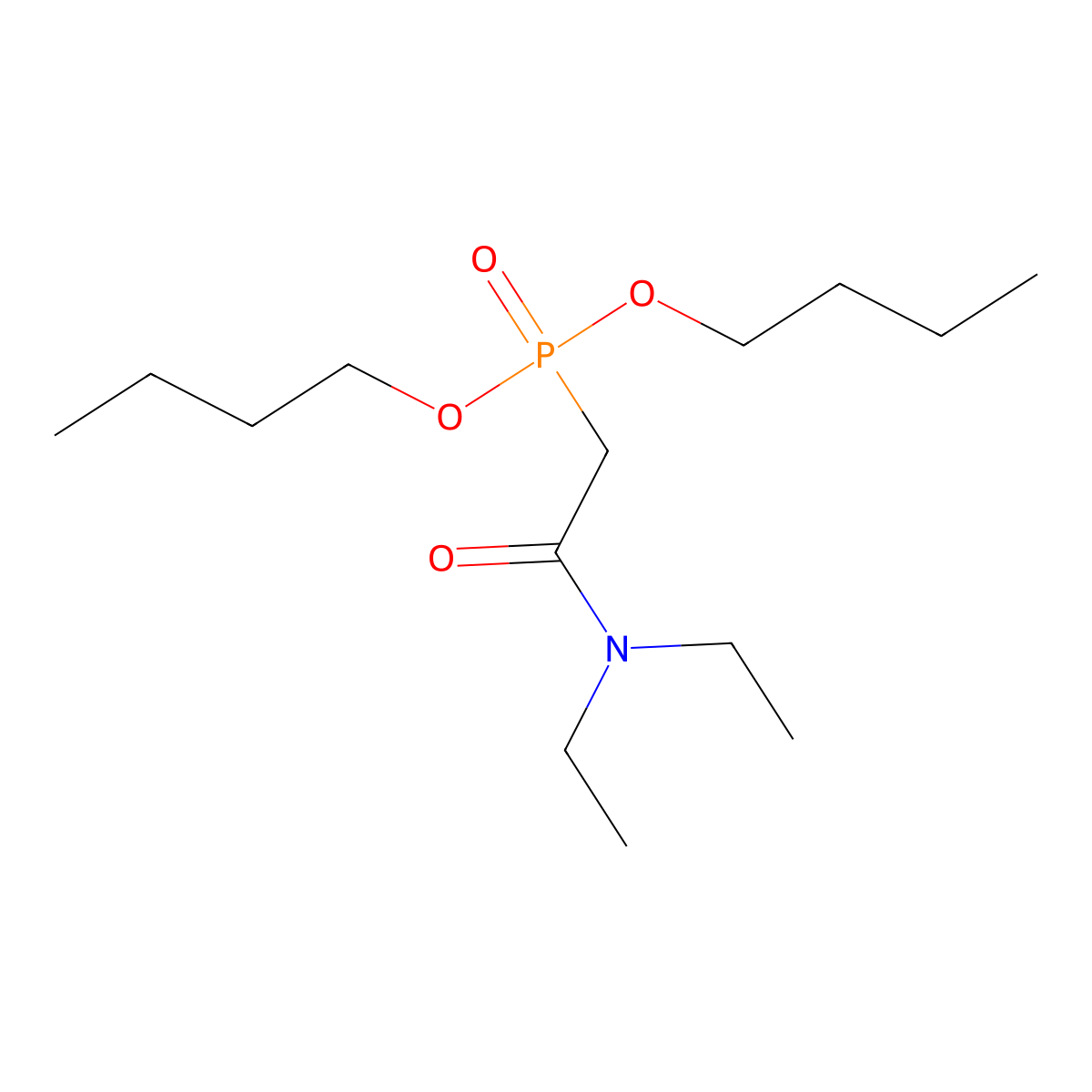 Dibutyl N,N-Diethylcarbamoylmethylphosphonate molecular structure, CAS 7439-68-1