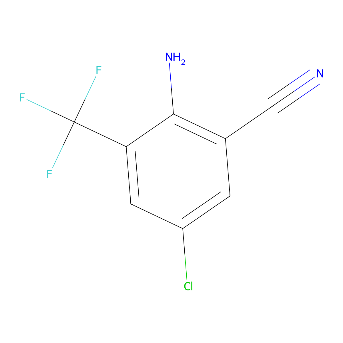 2-Amino-5-chloro-3-(trifluoromethyl)benzonitrile molecular structure, CAS 74396-76-2
