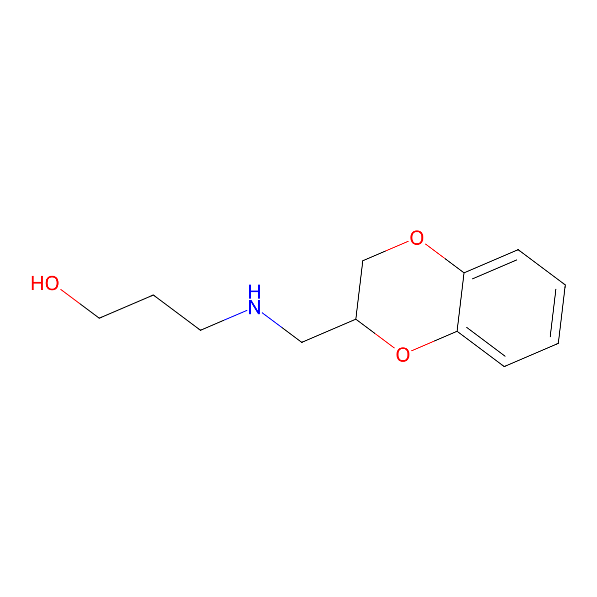 Propanol, 3-[[(1,4-benzodioxan-2-yl)methyl]amino]- molecular structure, CAS 74398-46-2