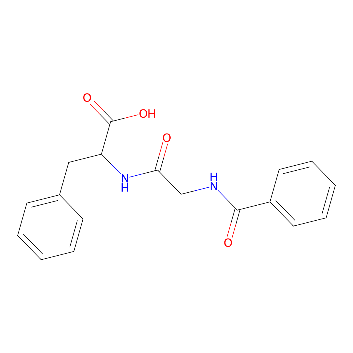 (S)-2-(2-Benzamidoacetamido)-3-phenylpropanoic acid molecular structure, CAS 744-59-2