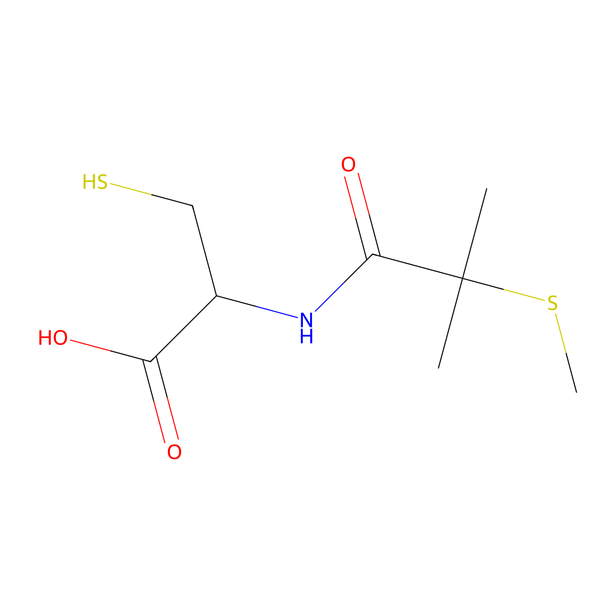 N-2-methyl-2-(methylthio)propanoyl-L-cysteine molecular structure, CAS 74407-29-7